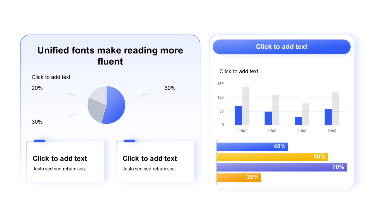 渐变PPT饼状图,柱状图,条形图