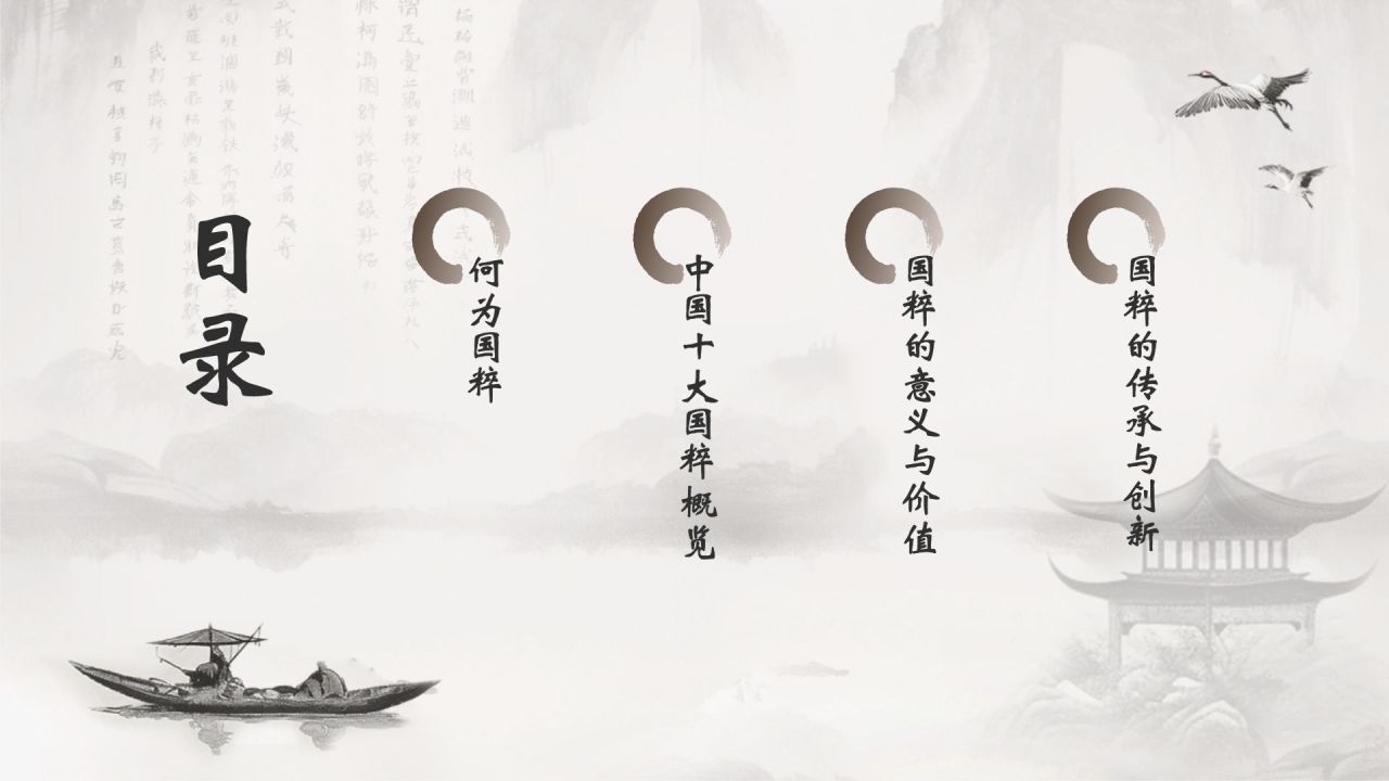 灰色水墨风中国十大国粹详细介绍PPT模板