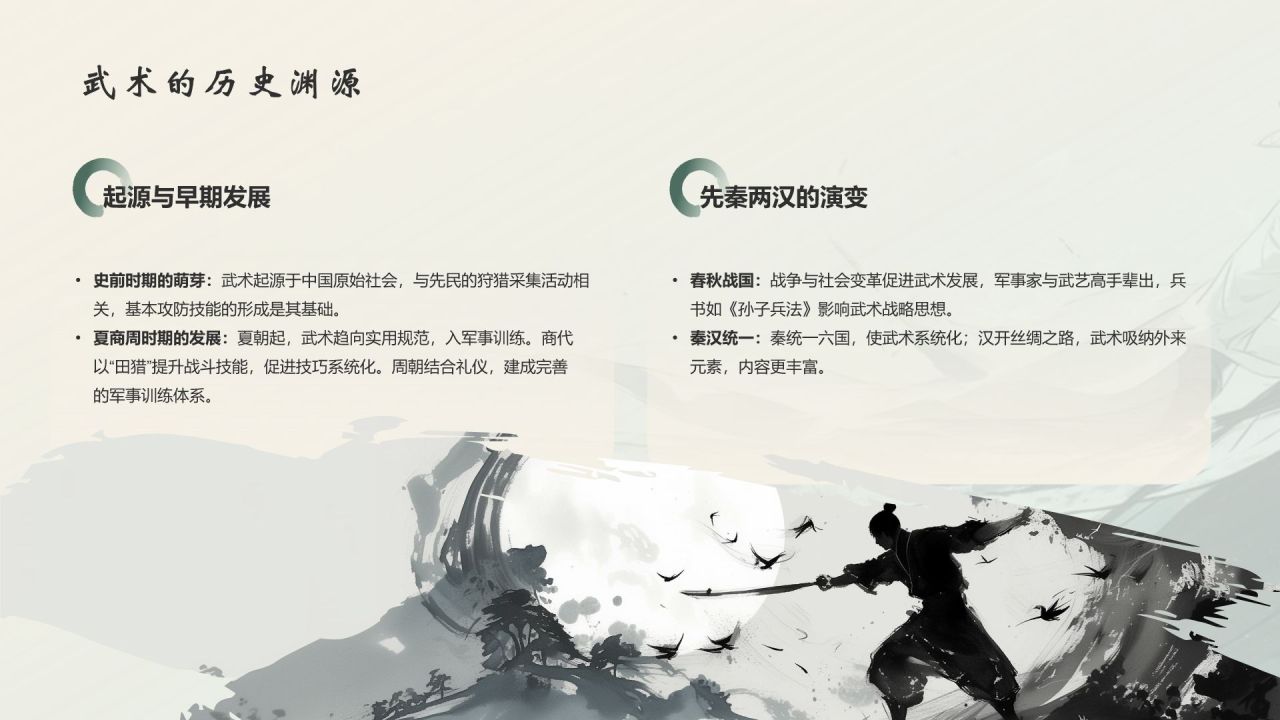 绿色水墨风中国十大国粹——武术介绍PPT模板