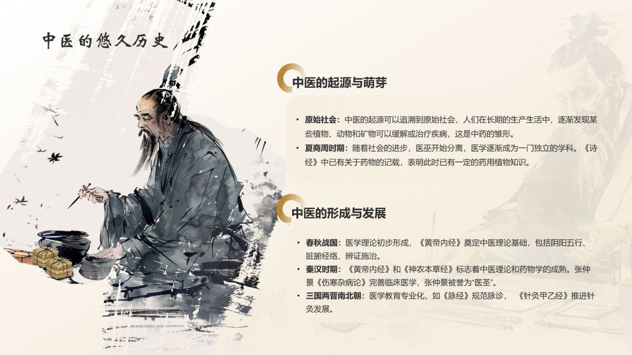 黄色水墨风中国十大国粹——中医介绍PPT模板