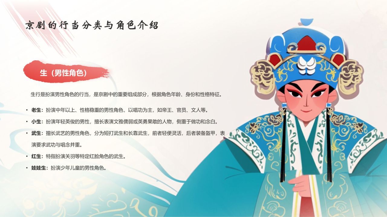 红色水墨风中国十大国粹——京剧介绍PPT模板