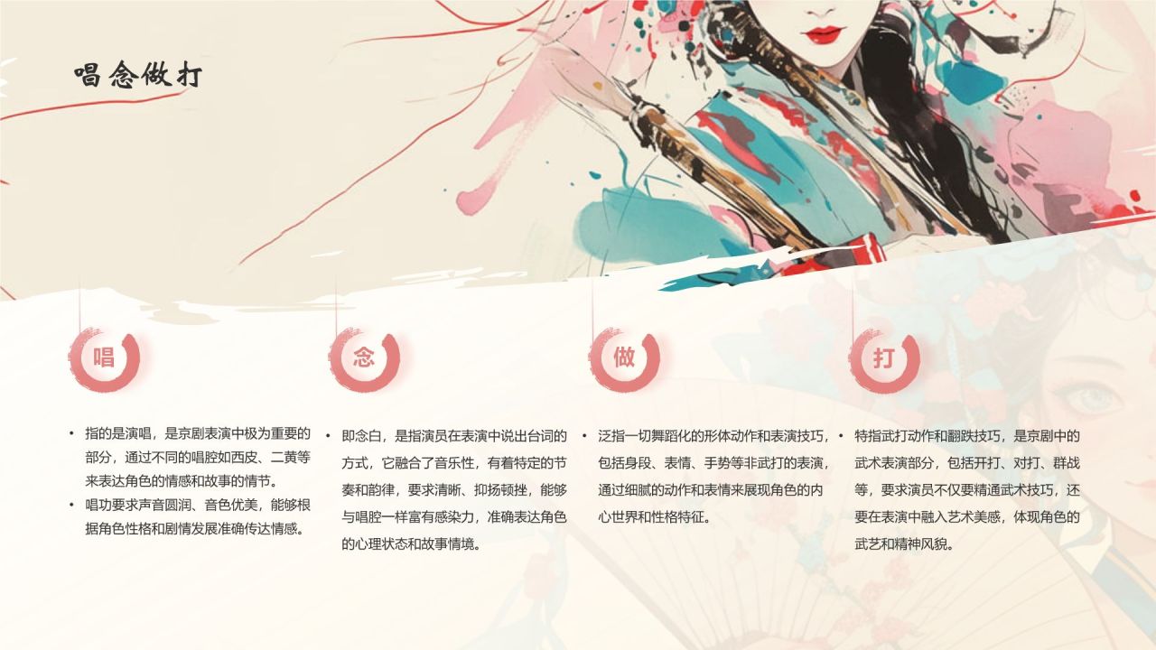 红色水墨风中国十大国粹——京剧介绍PPT模板