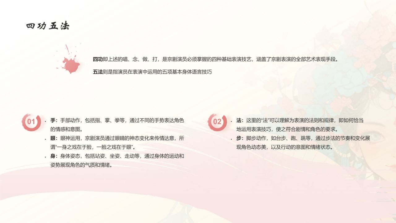 红色水墨风中国十大国粹——京剧介绍PPT模板