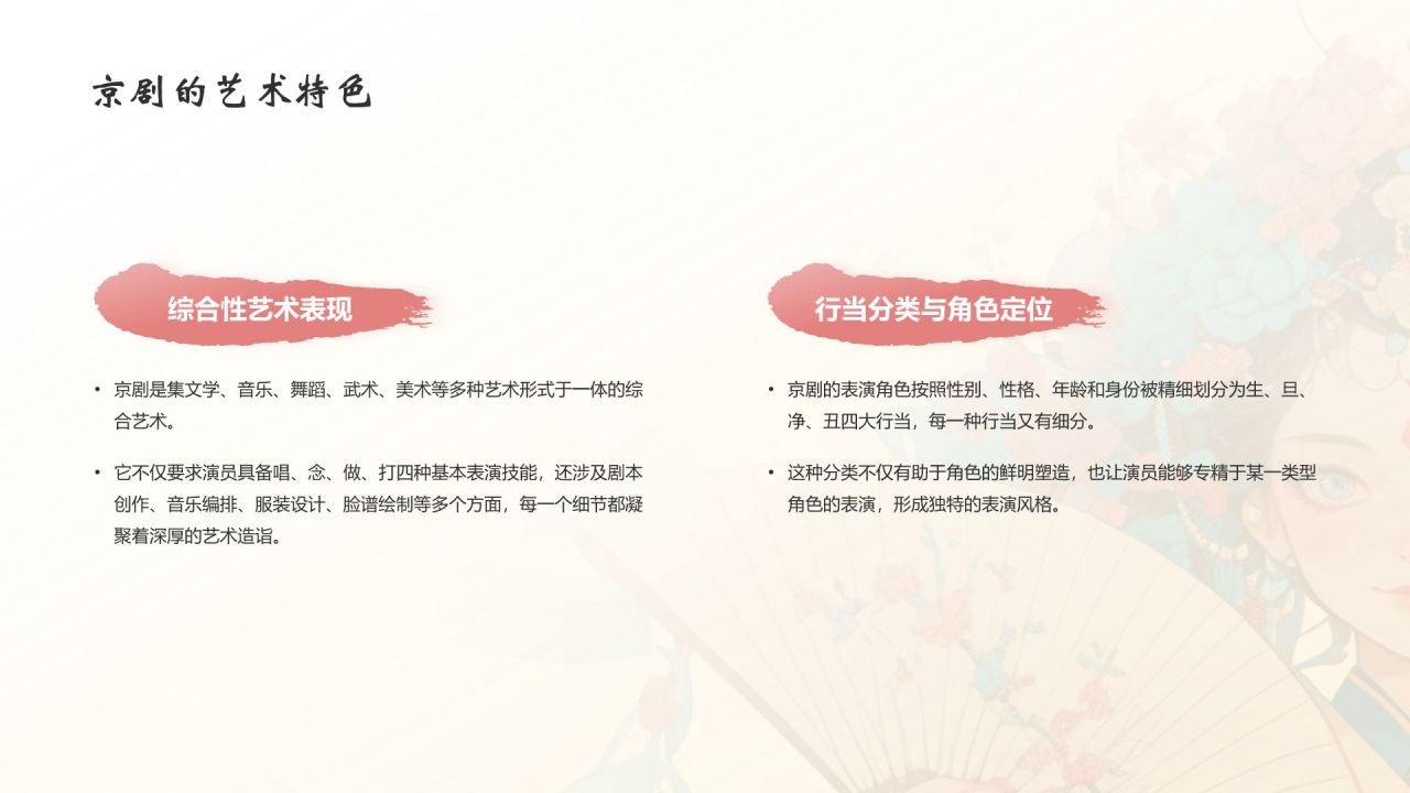 红色水墨风中国十大国粹——京剧介绍PPT模板