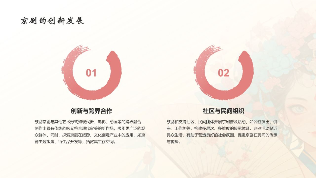 红色水墨风中国十大国粹——京剧介绍PPT模板