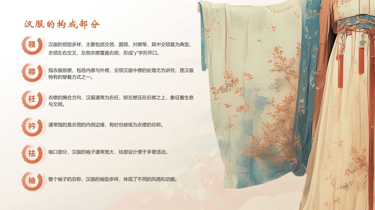 红色水墨风中国十大国粹——汉服介绍PPT模板