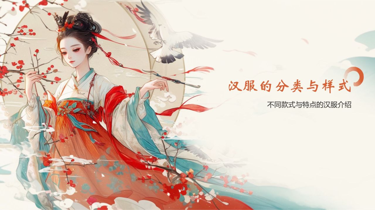红色水墨风中国十大国粹——汉服介绍PPT模板