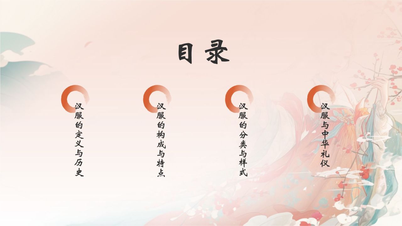 红色水墨风中国十大国粹——汉服介绍PPT模板