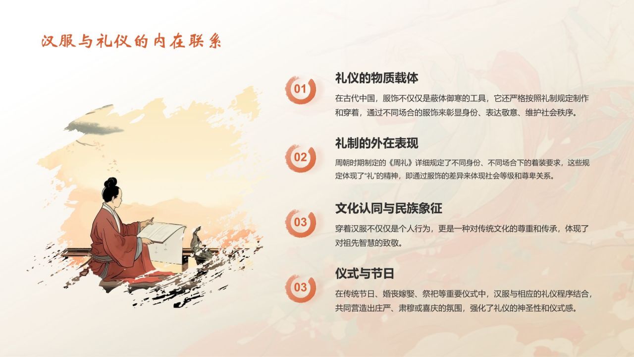 红色水墨风中国十大国粹——汉服介绍PPT模板