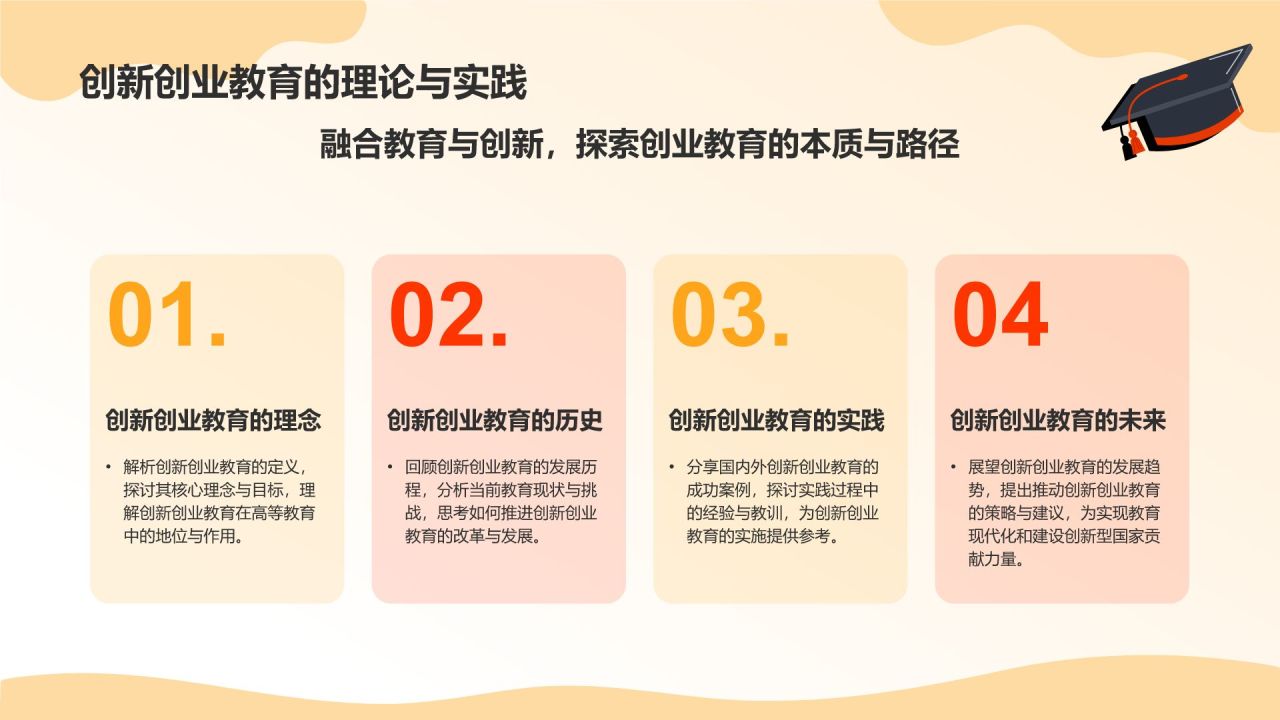 橙色插画风毕业季PPT模板