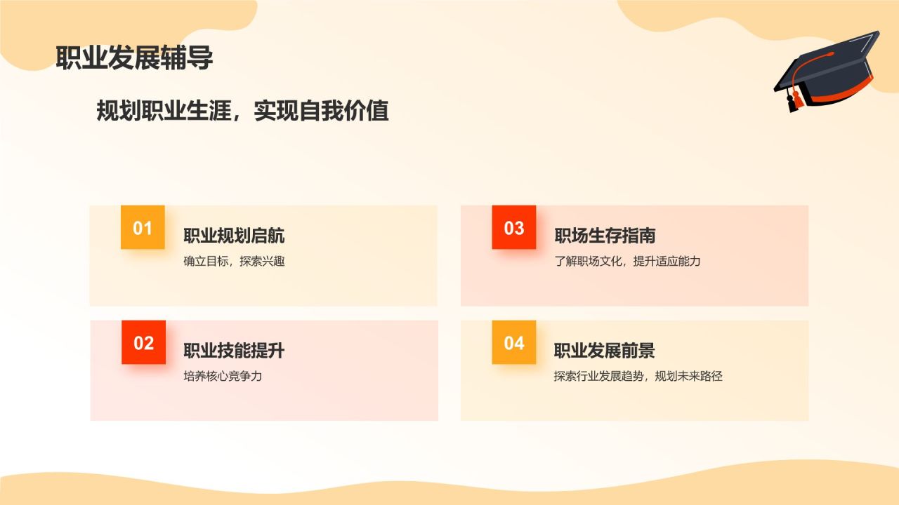 橙色插画风毕业季PPT模板