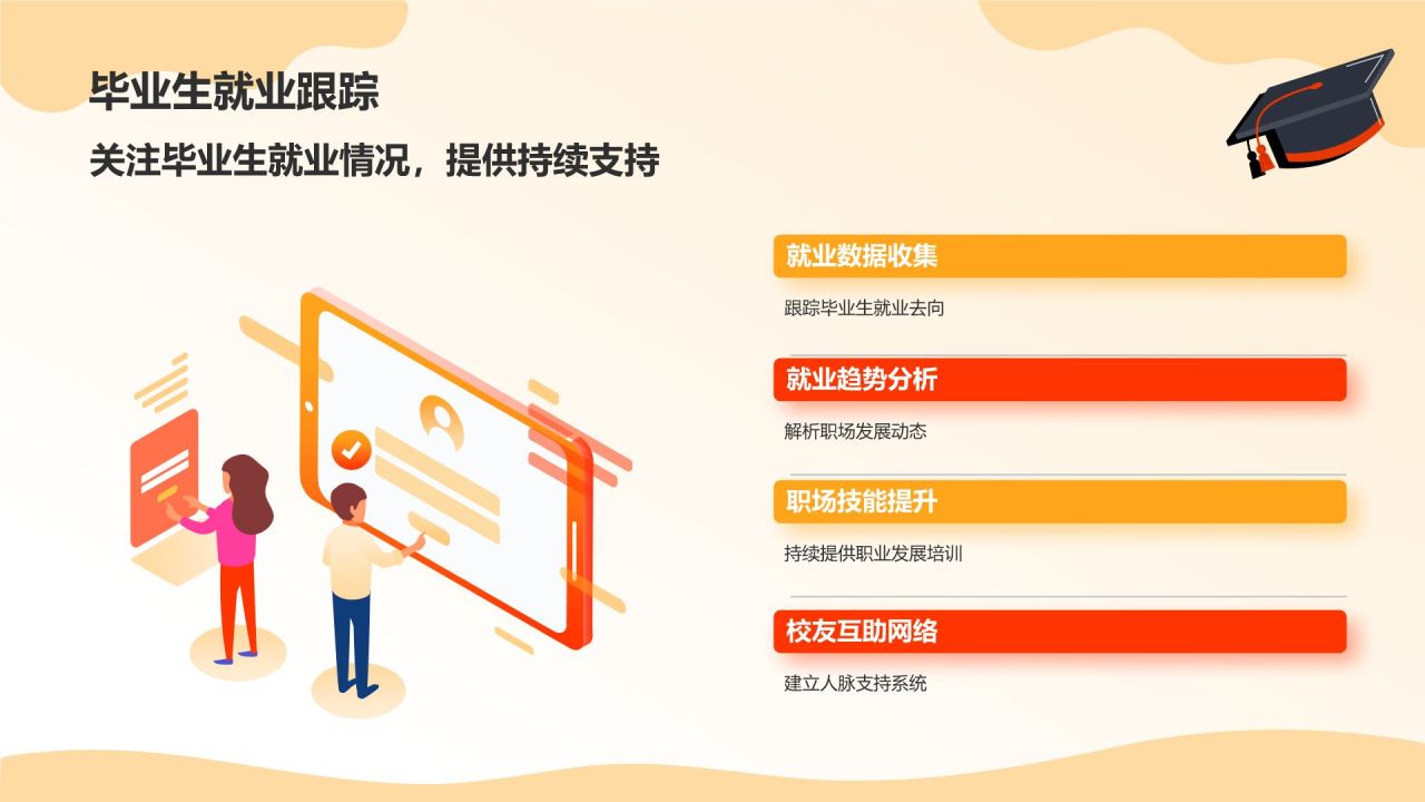 橙色插画风毕业季PPT模板