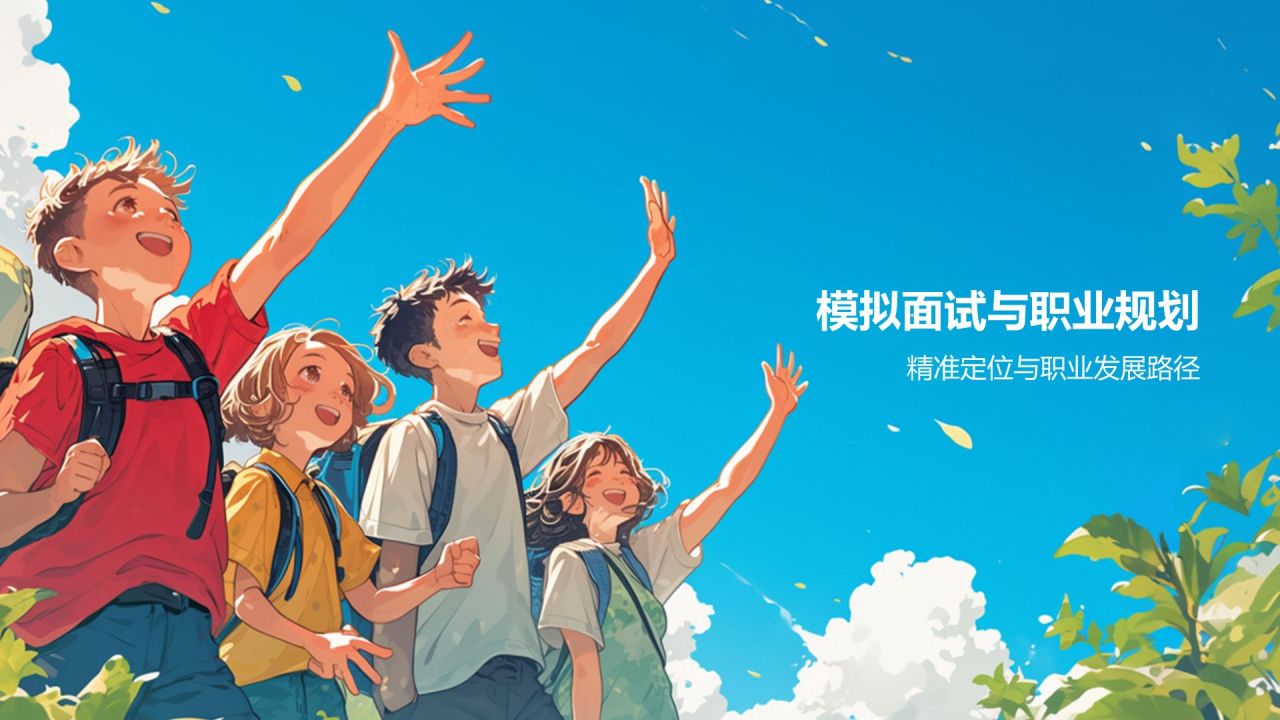 蓝色插画风毕业季PPT模板