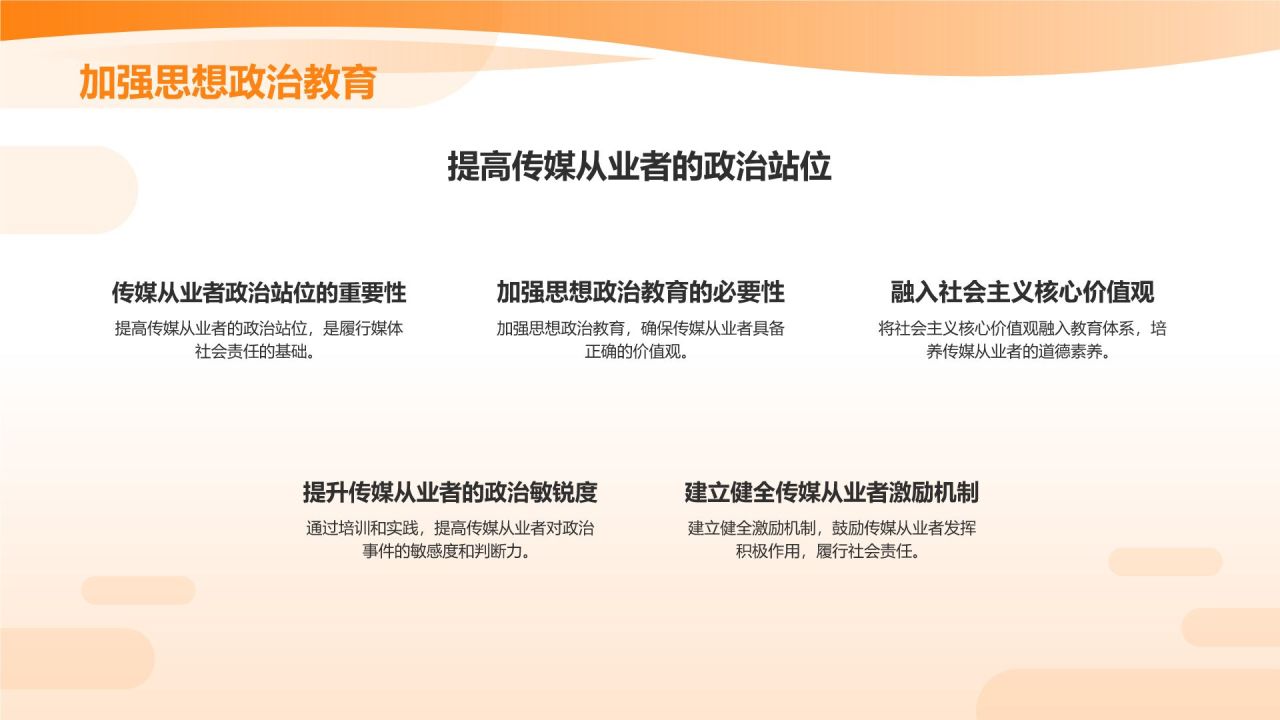 橙色渐变风媒体社会责任研讨会PPT模板