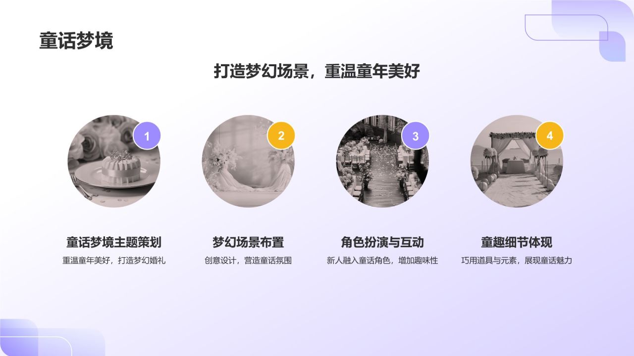 紫色摄影风婚礼策划服务PPT模板