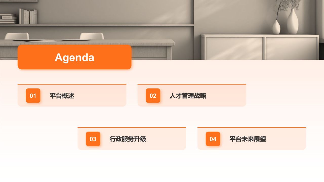 橙色商务风人资行政智慧平台PPT模板