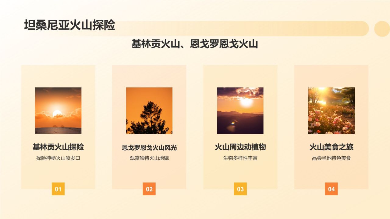 橙色摄影风美景美食相册PPT模板