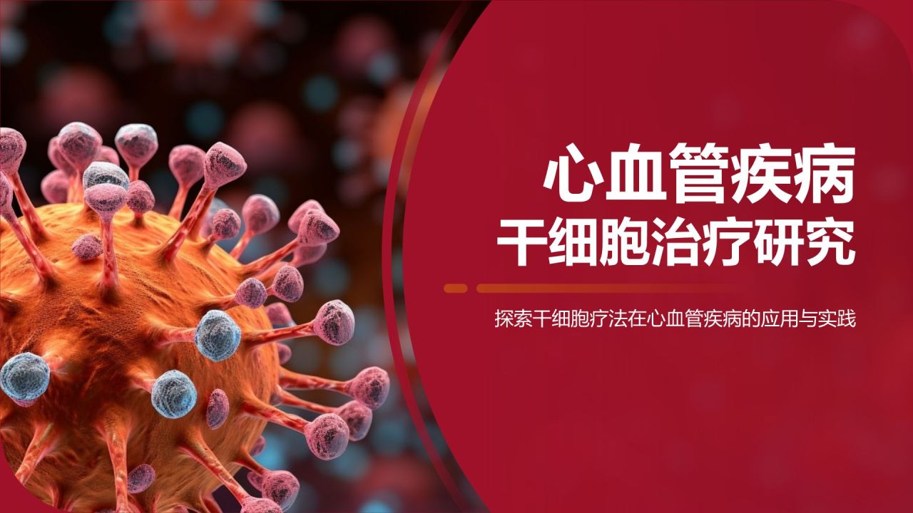 红色摄影风心血管疾病干细胞治疗研究PPT模板