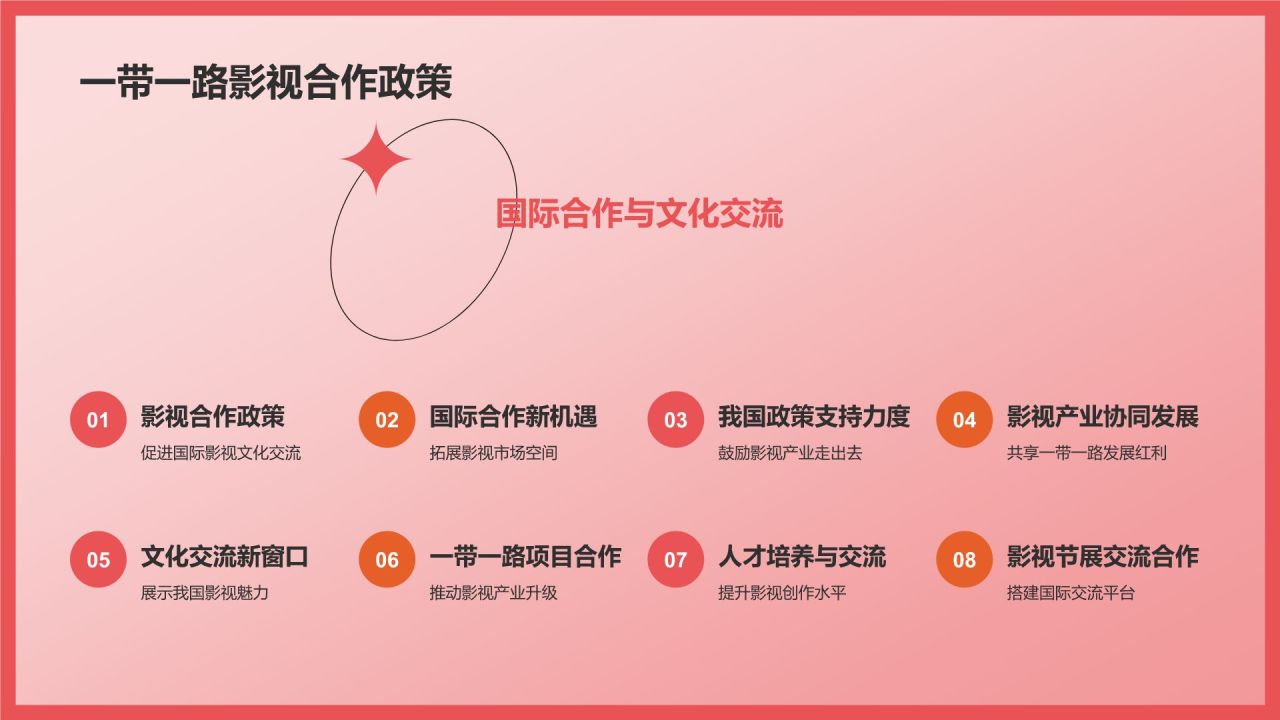 红色插画风影视产业发展发布会PPT模板