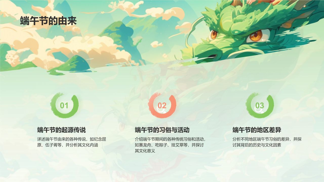 绿色插画风端午节PPT模板