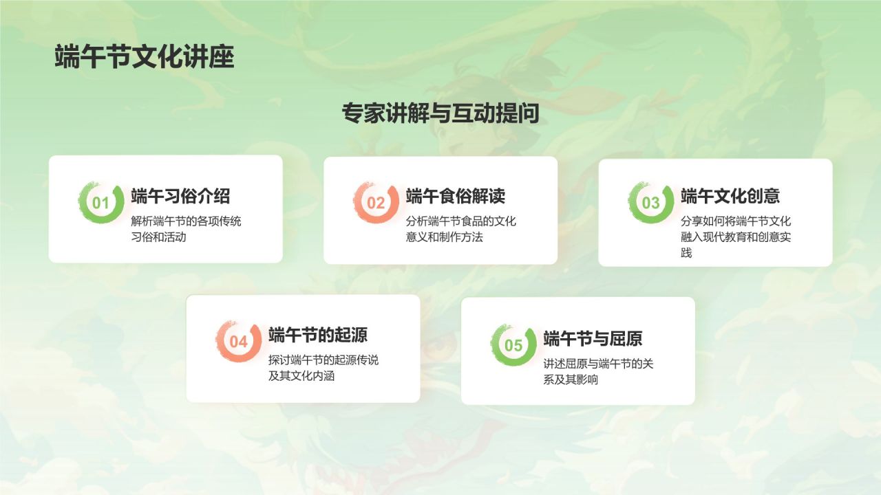 绿色插画风端午节PPT模板