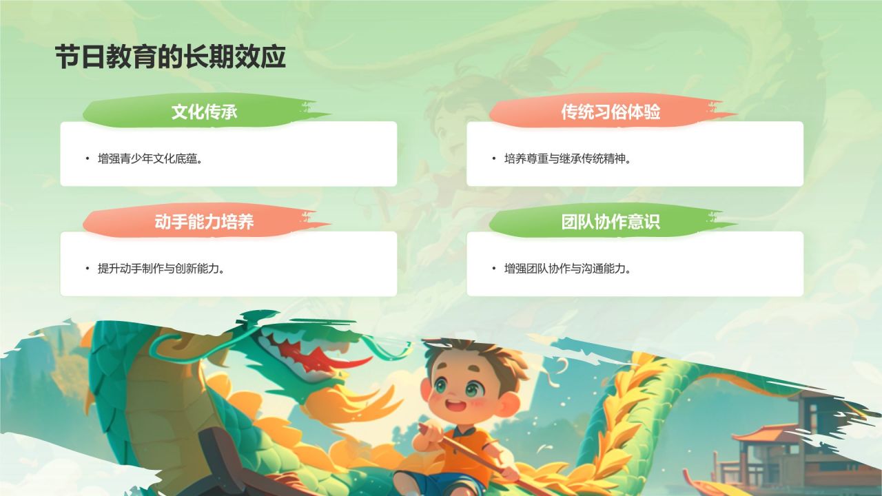 绿色插画风端午节PPT模板