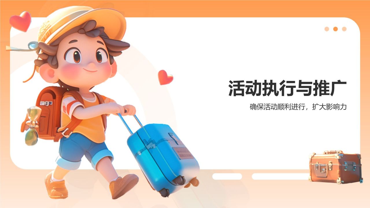 橙色3D风暑期旅游PPT模板