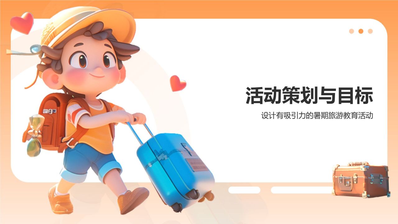 橙色3D风暑期旅游PPT模板
