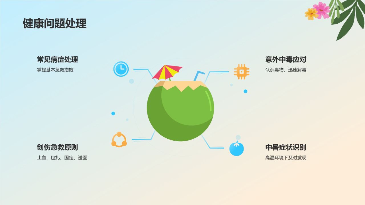 黄色插画风中学生暑假安全主题班会PPT模板