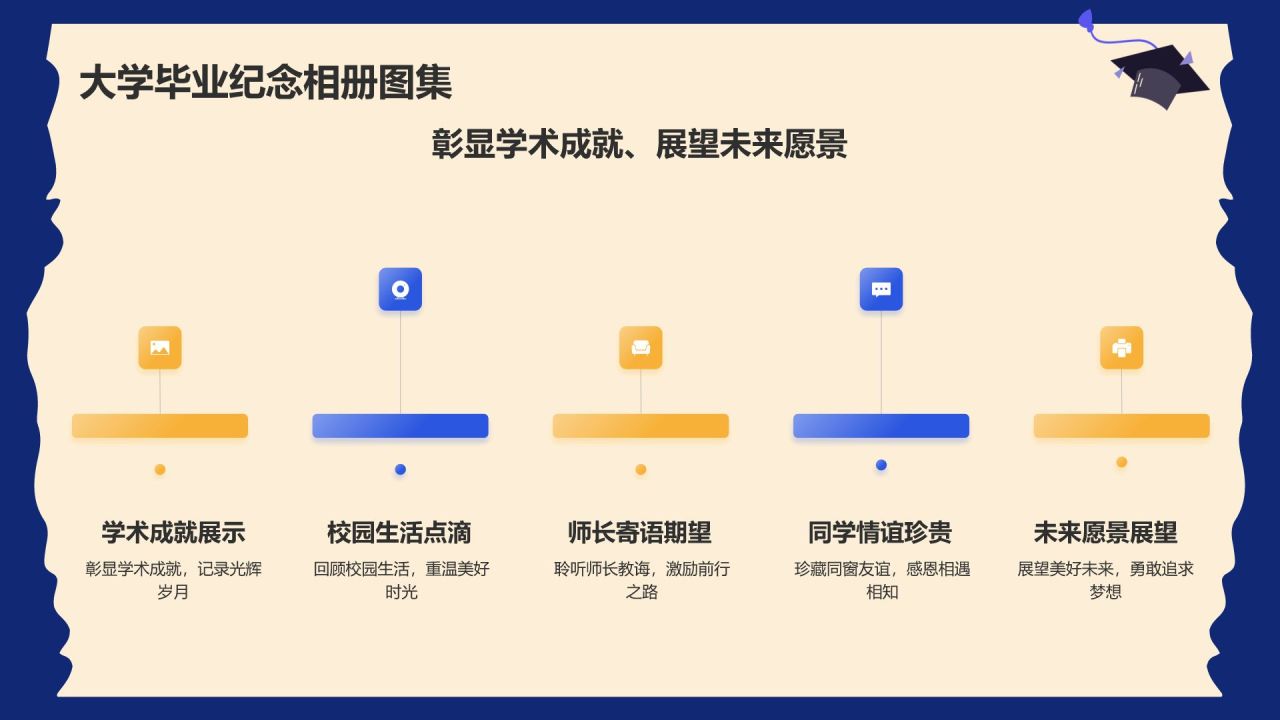 紫色插画风青春毕业纪念相册图集PPT模板