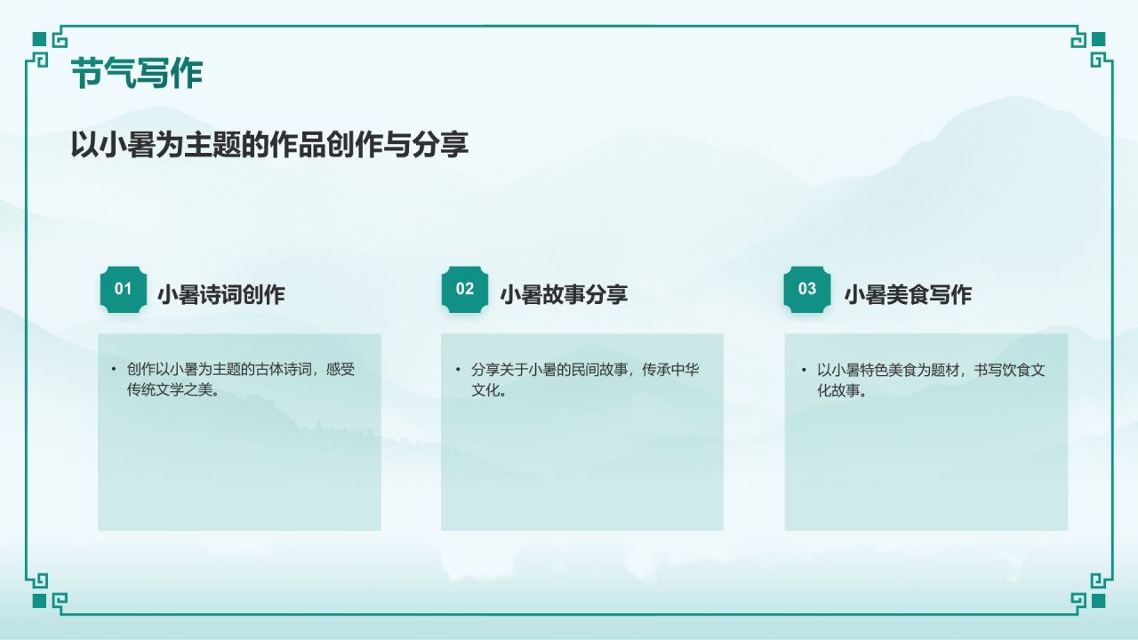 蓝色复古风二十四节气——小暑PPT模板