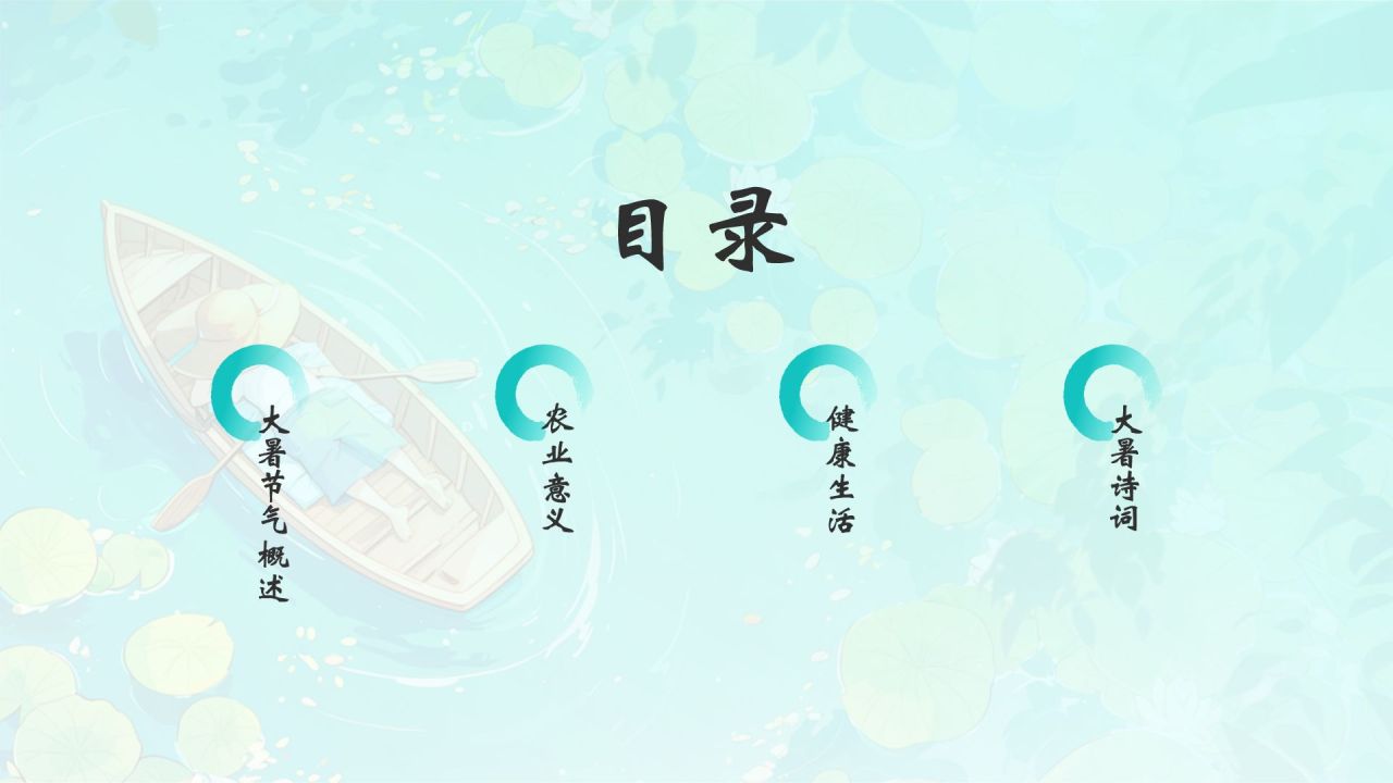 蓝色插画风大暑节气知识科普培训PPT模板