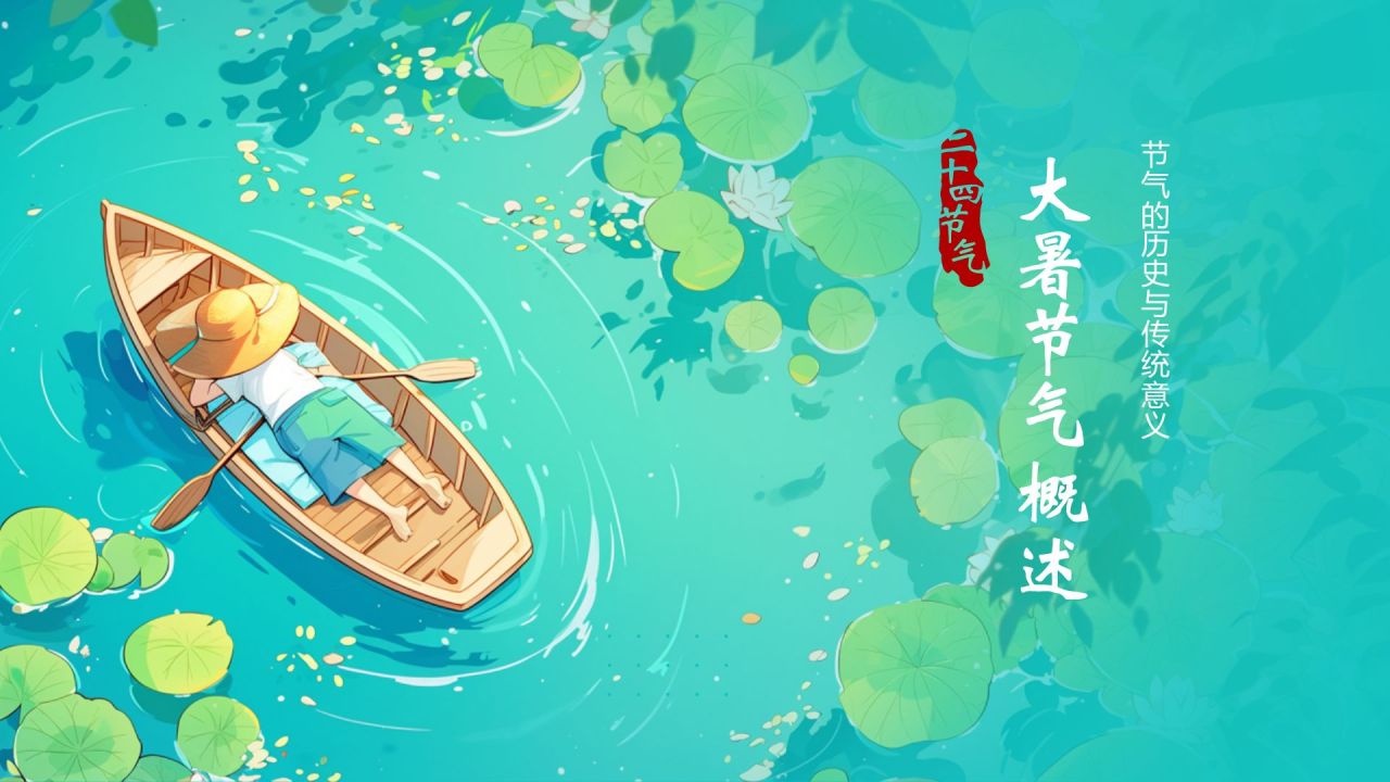 蓝色插画风大暑节气知识科普培训PPT模板