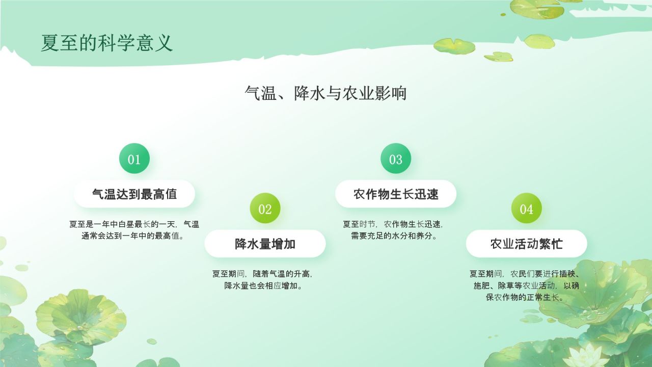 绿色插画风二十四节气——夏至PPT模板