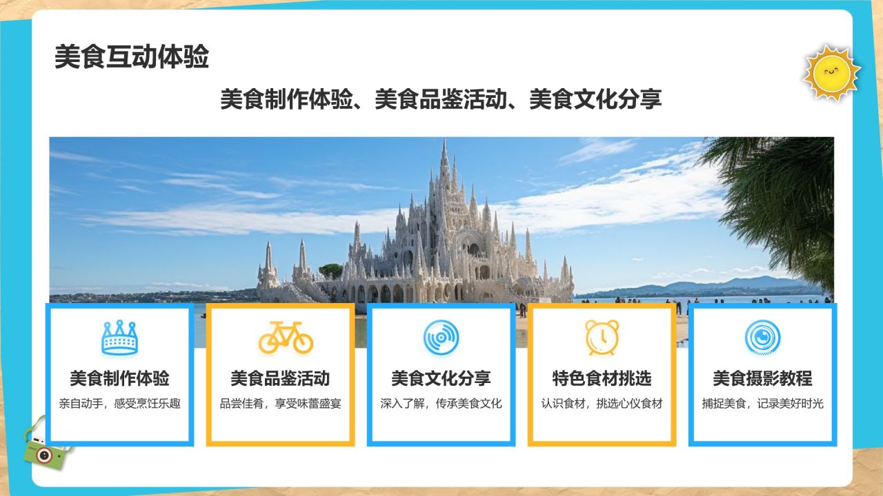蓝色摄影风暑期旅游PPT模板