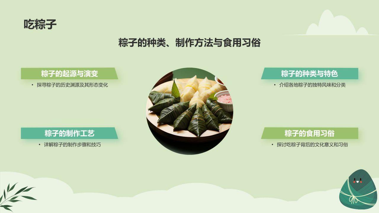 绿色插画风端午节PPT模板
