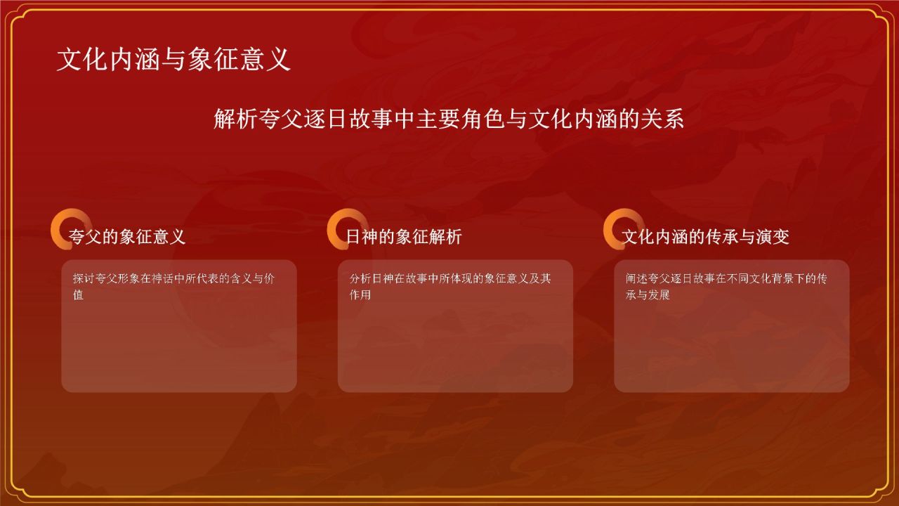 红色国潮风夸父逐日——中国古代神话故事系列解读PPT模板