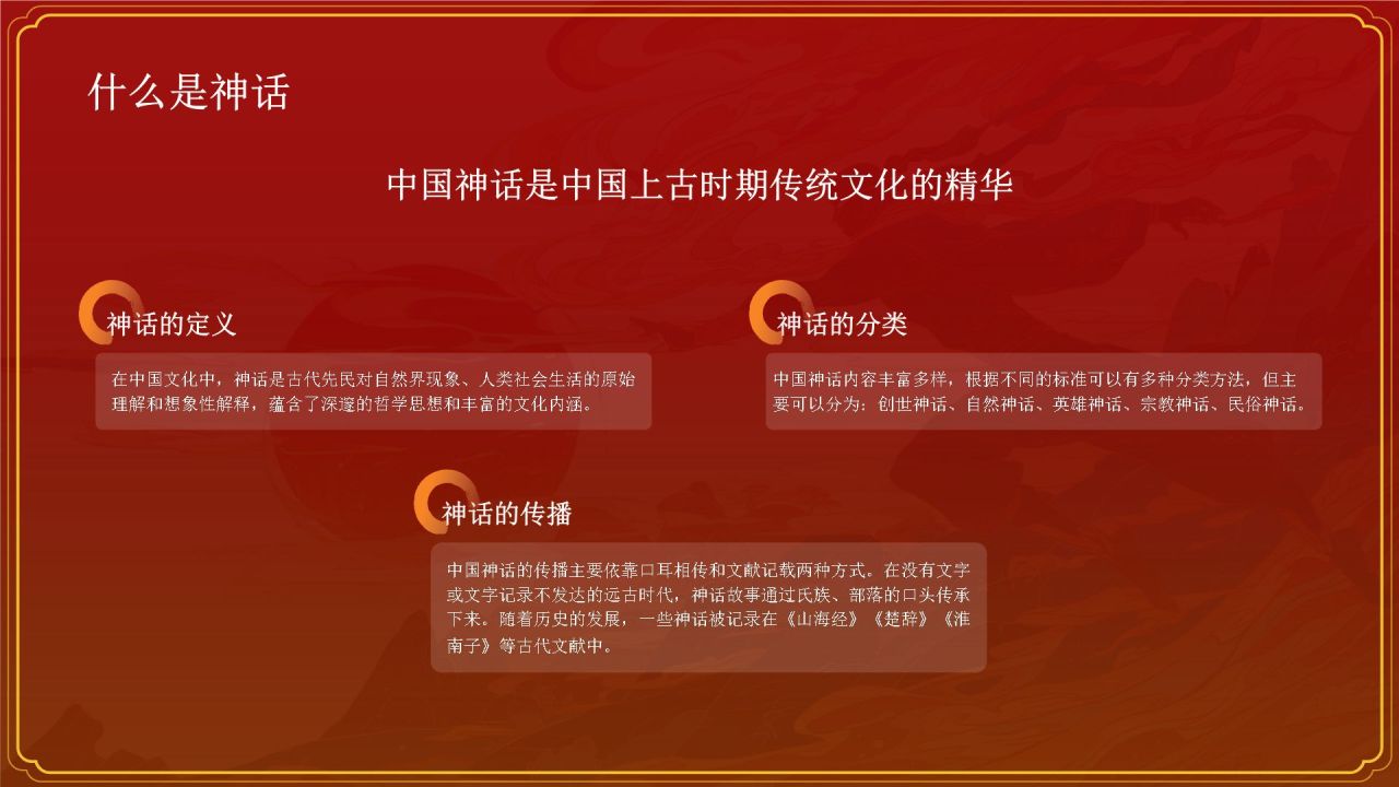 红色国潮风夸父逐日——中国古代神话故事系列解读PPT模板