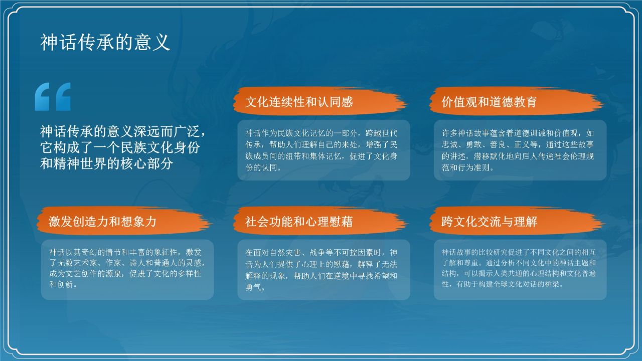 蓝色国潮风雷泽华胥——中国古代神话故事系列解读PPT模板
