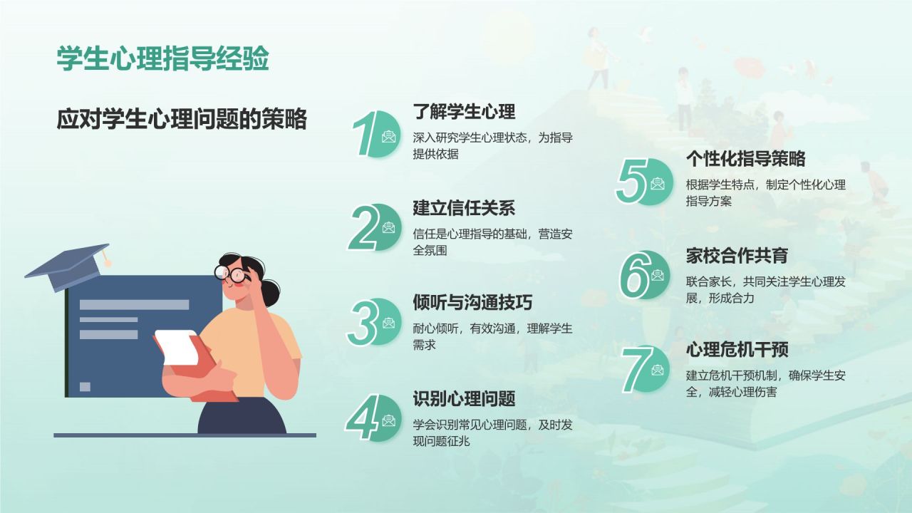 绿色渐变风班主任经验交流——教师总结PPT模板