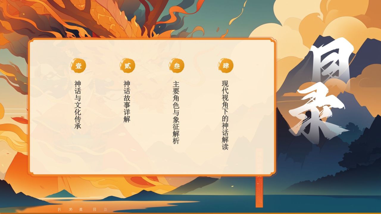 橙色国潮风神话故事——火正祝融PPT模板