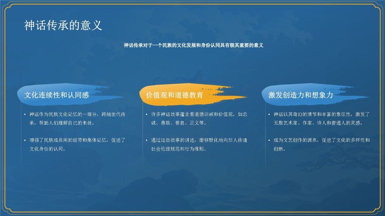 蓝色国潮风神话故事—— 共工触天PPT模板