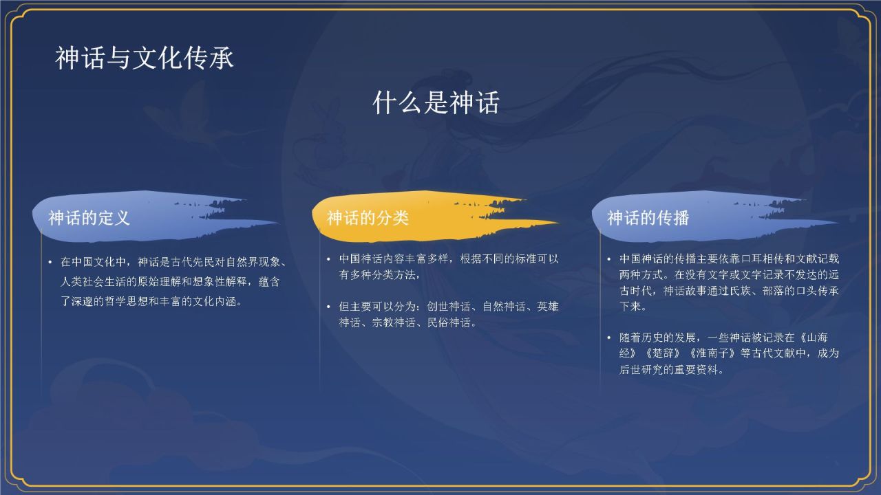 蓝色国潮风神话故事——嫦娥奔月PPT模板