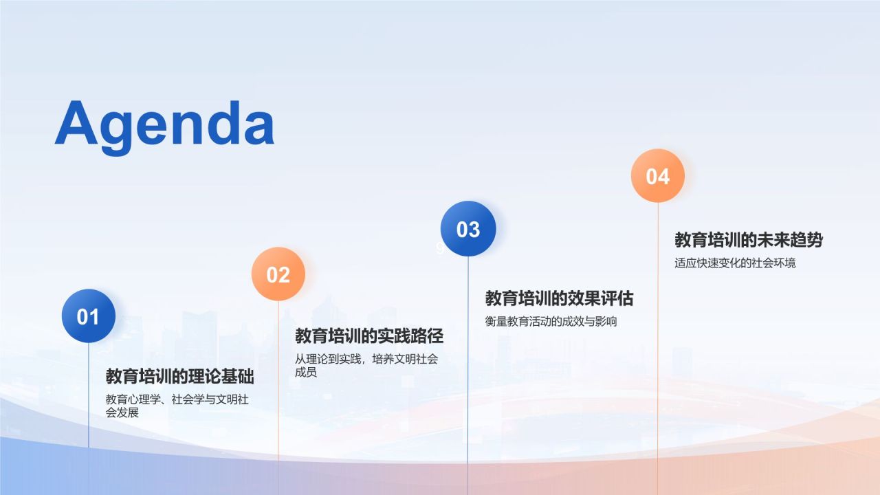 蓝色简约风创建文明社会PPT模板