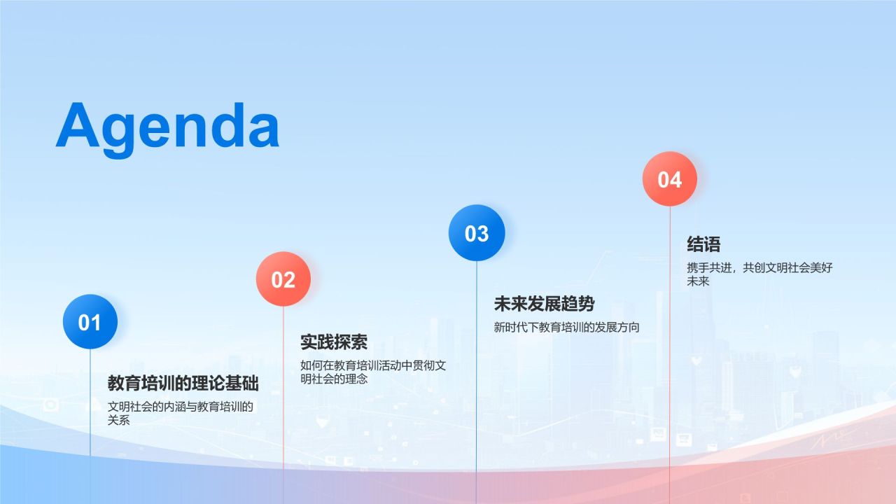 蓝色简约风创建文明社会PPT模板