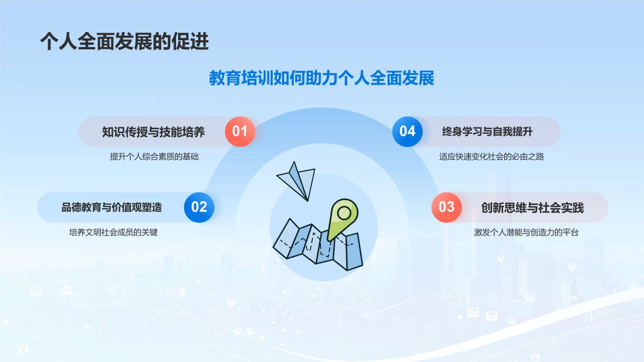 蓝色简约风创建文明社会PPT模板