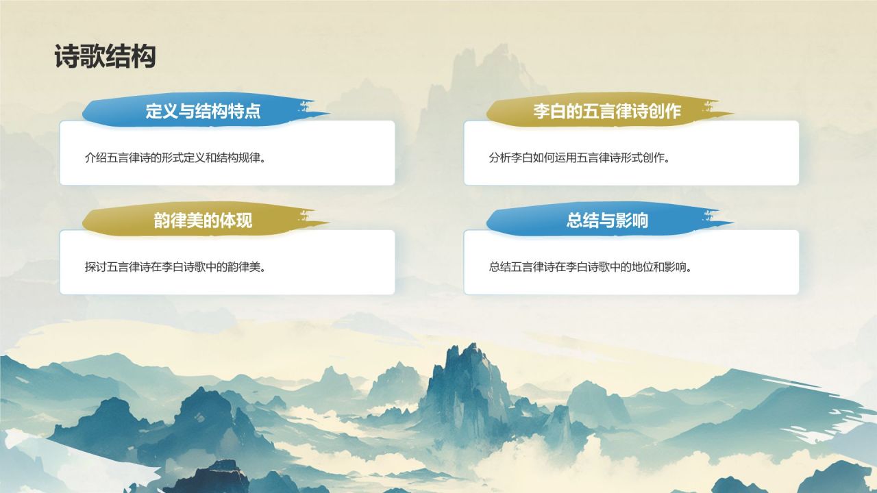 蓝色水墨风蜀道难李白语文教学课件PPT模板