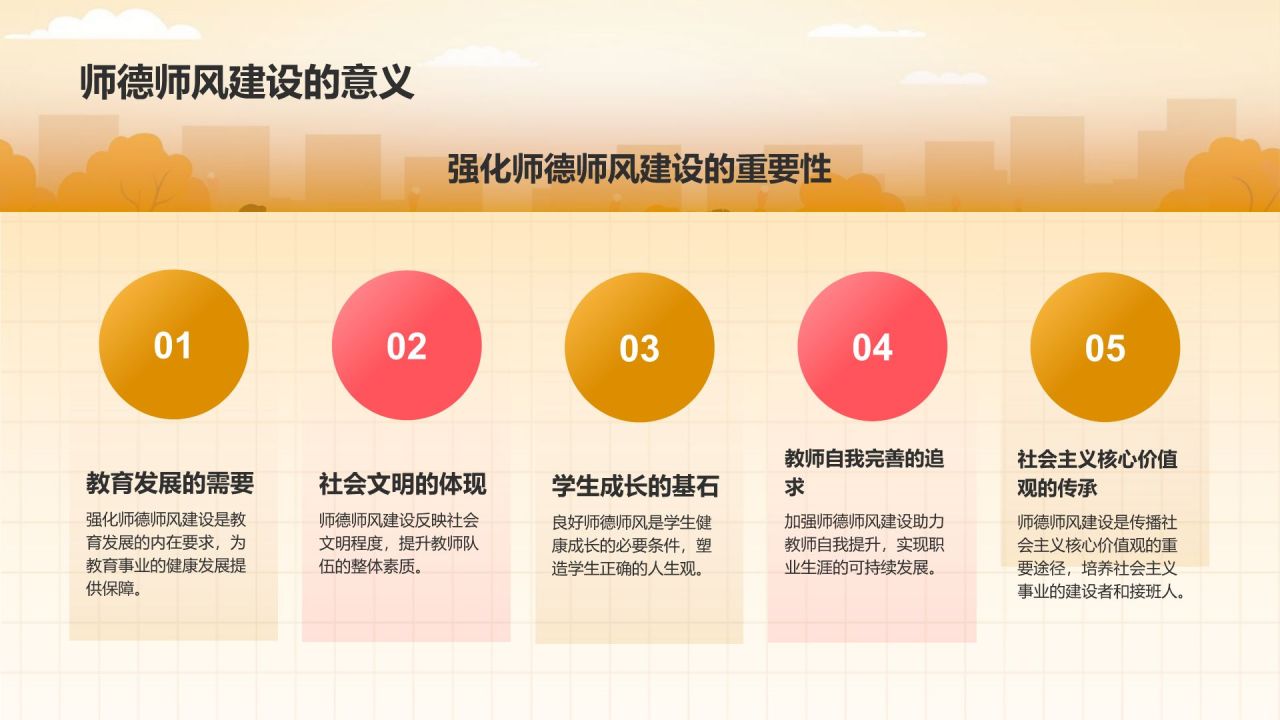 红色插画风教师师德师风教育宣传PPT模板