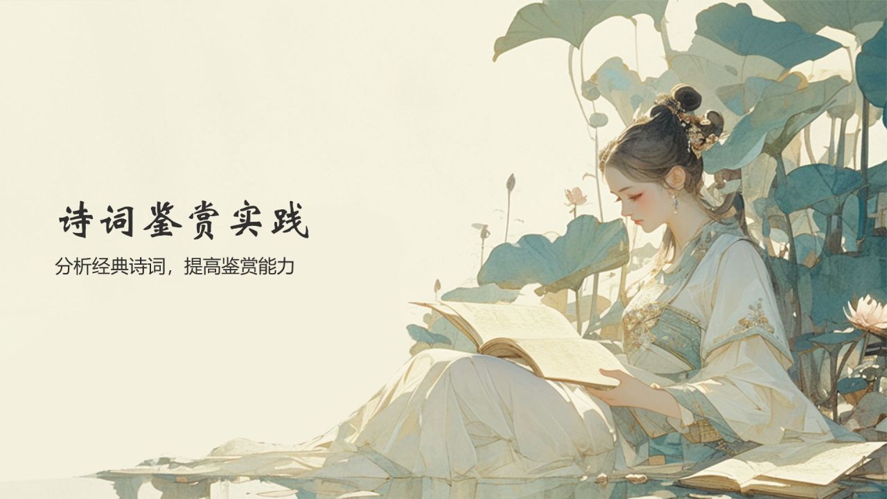 黄灰色色水墨风中国风语文诗词鉴赏通用PPT模板