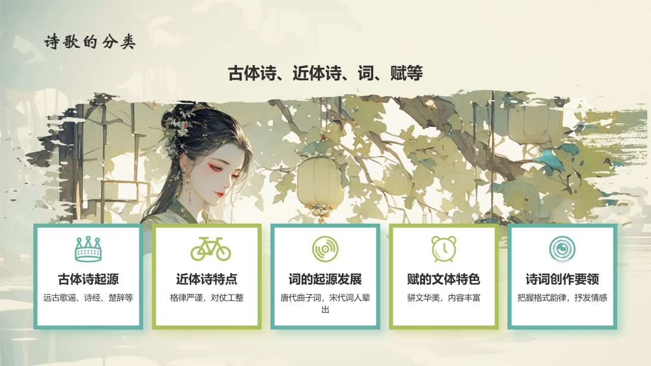 黄灰色色水墨风中国风语文诗词鉴赏通用PPT模板